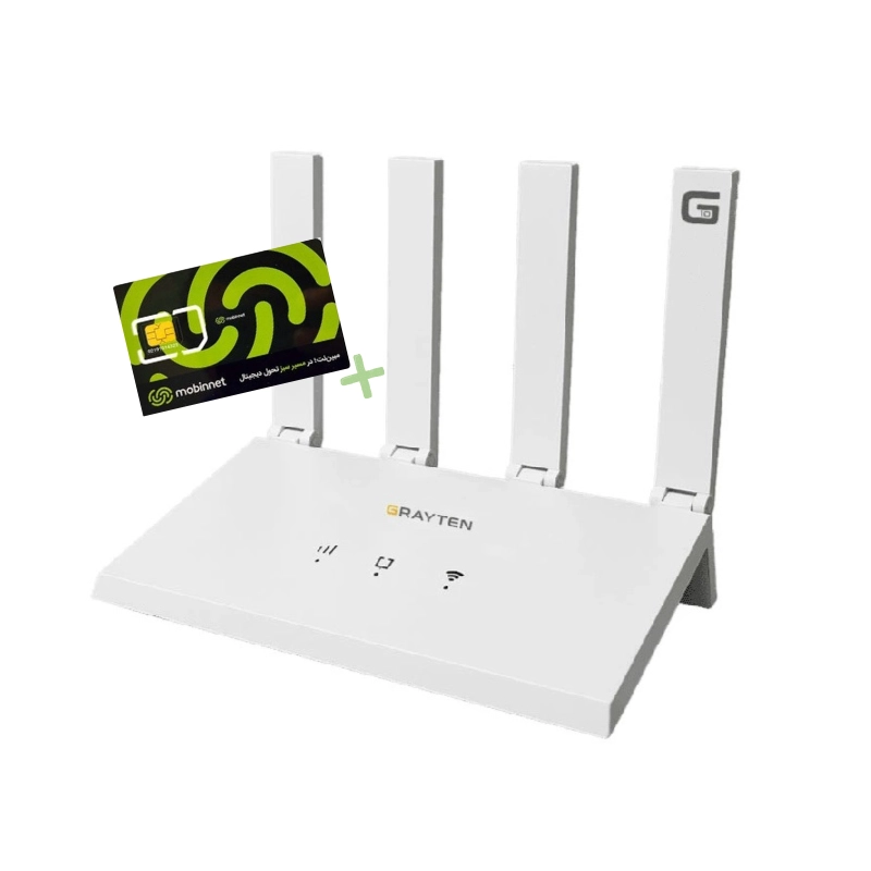 1 (1) مودم سیم کارتی آنلاک 4G رومیزی CAT4 گریتن GRAYTEN GT46e به همراه سیم کارت 360 درجه مبین نت و 100گیگ حجم اولیه - Image 1