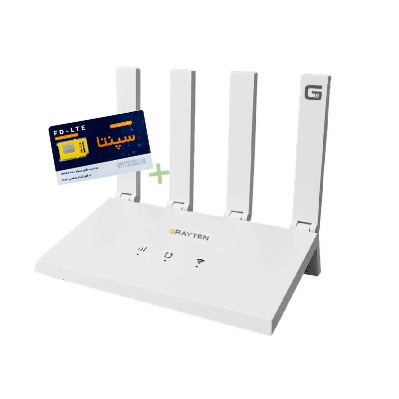 2 (2) مودم سیم کارتی آنلاک 4G رومیزی CAT4 گریتن GRAYTEN GT46e به همراه سیم کارت سپنتا - Image 1